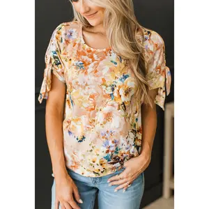 Forever With Me Floral Top- Light Peach & Yellow