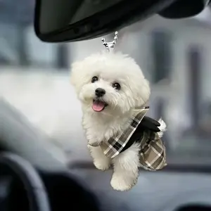 1pc Cute acrylic puppy car interior accessory decorations are the perfect choice for Christmas trees, couple gifts, home and backpack decorations, Car Trinkets, Car Ornament