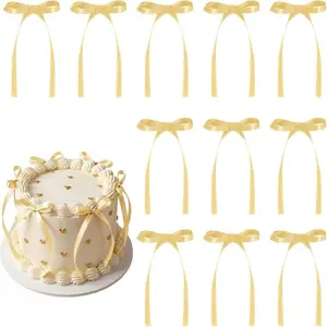 30 Pcs Bow Cake Toppers, Ribbon Bows for Cake Coquette Theme, Cupcake Toppers for Graduation, Birthday, Baby Shower, Wedding, Engagement, Bachelorette Party