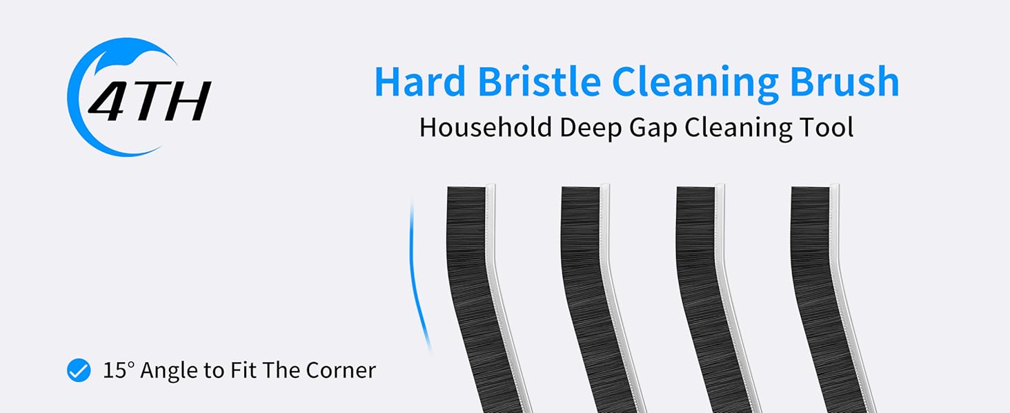 4TH Multi-Purpose Hard Bristle Crevice Cleaning Brush -Deep Reach Gap Cleaning Tool for Household Use -Versatile, Durable, Thin Brush to Clean Tight Spaces -4 Pcs, Black