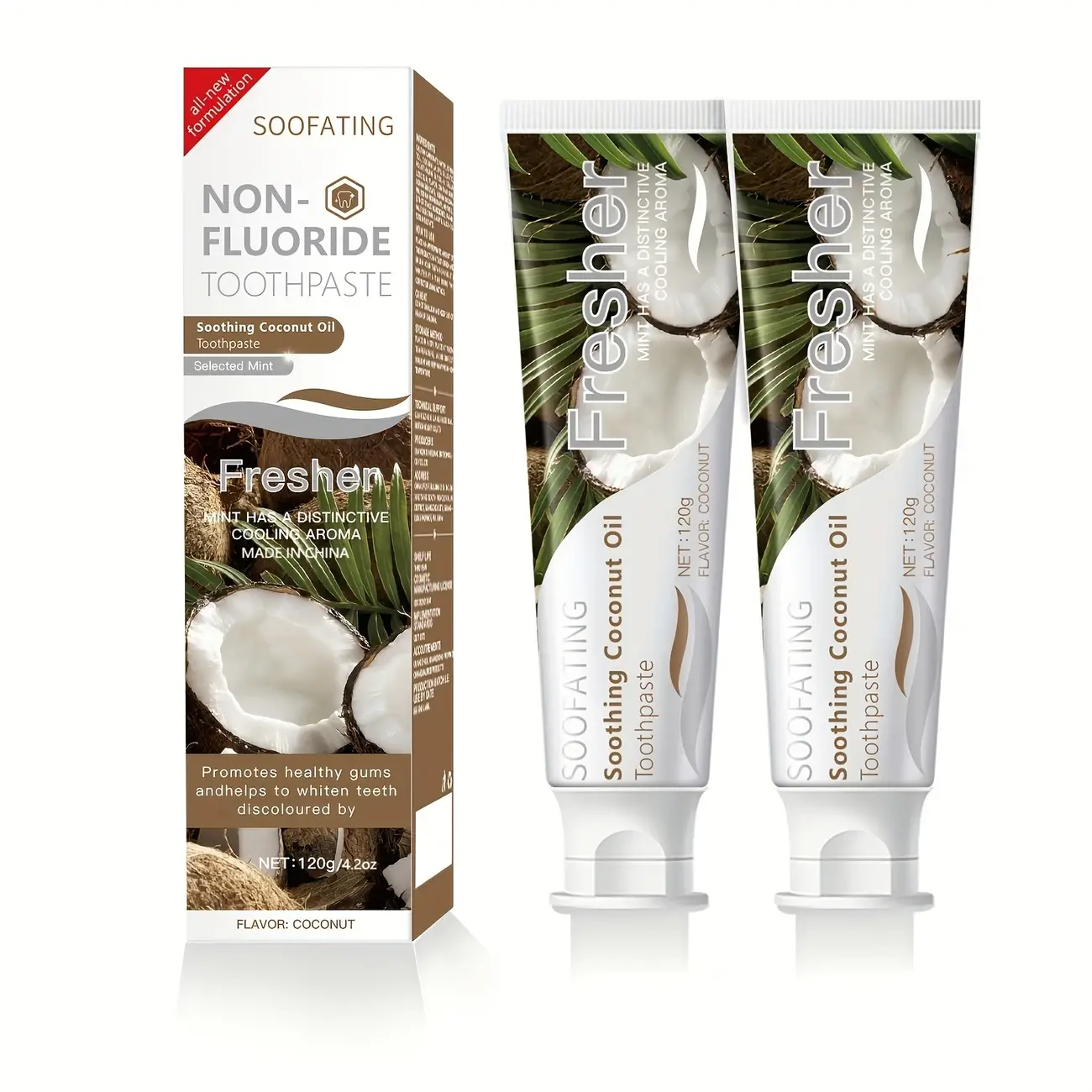 Coconut Oil Peppermint Brightening Toothpaste - Freshens Breath, Nourishes Gum Enamel, for Home Oral Care, Evening