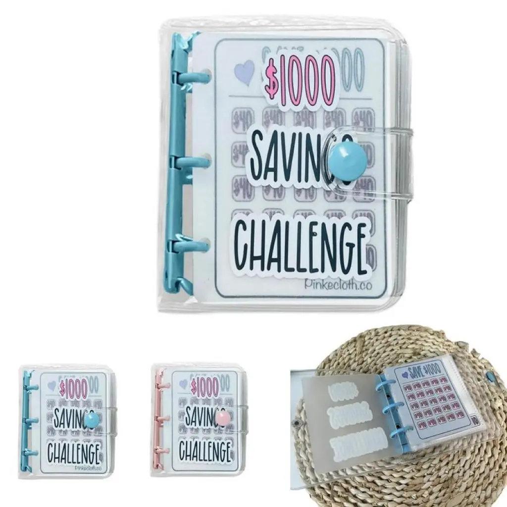 $1000 Savings Challenge Kit - Reusable Budget Envelopes, Binder Included Budget Planners, Home Supplies for Organizing Finances, Hat Organizer, Purse, Rotating Shoe Rack