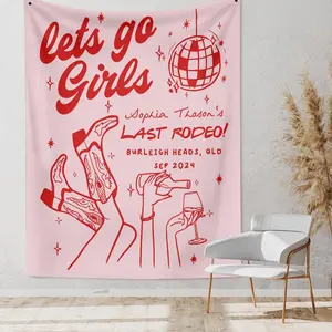 Bachelorette Party Decor, Let's Go Girls Bachelorette Party Banner, Custom Disco Bachelorette Tapestry, Last Rodeo Party Weekend Backdrop Tapestries USA Flag