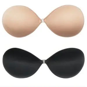 Two Pairs LYJ Womens Adhesive Bra Reusable Strapless Self Silicone Push-up Invisible Sticky Bras for Backless Dress AND FREE ONE PAIR OF NIPPLE COVER