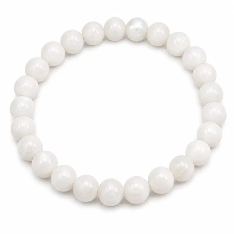 LEESHADE Moonstone Natural Bracelet - Genuine Moonstone Crystal Beaded Bracelet for Intuition & Emotional Balance, Handcrafted Adjustable Fit, Hypoallergenic Jewelry, Calming Energy Stone Gift for Women Men