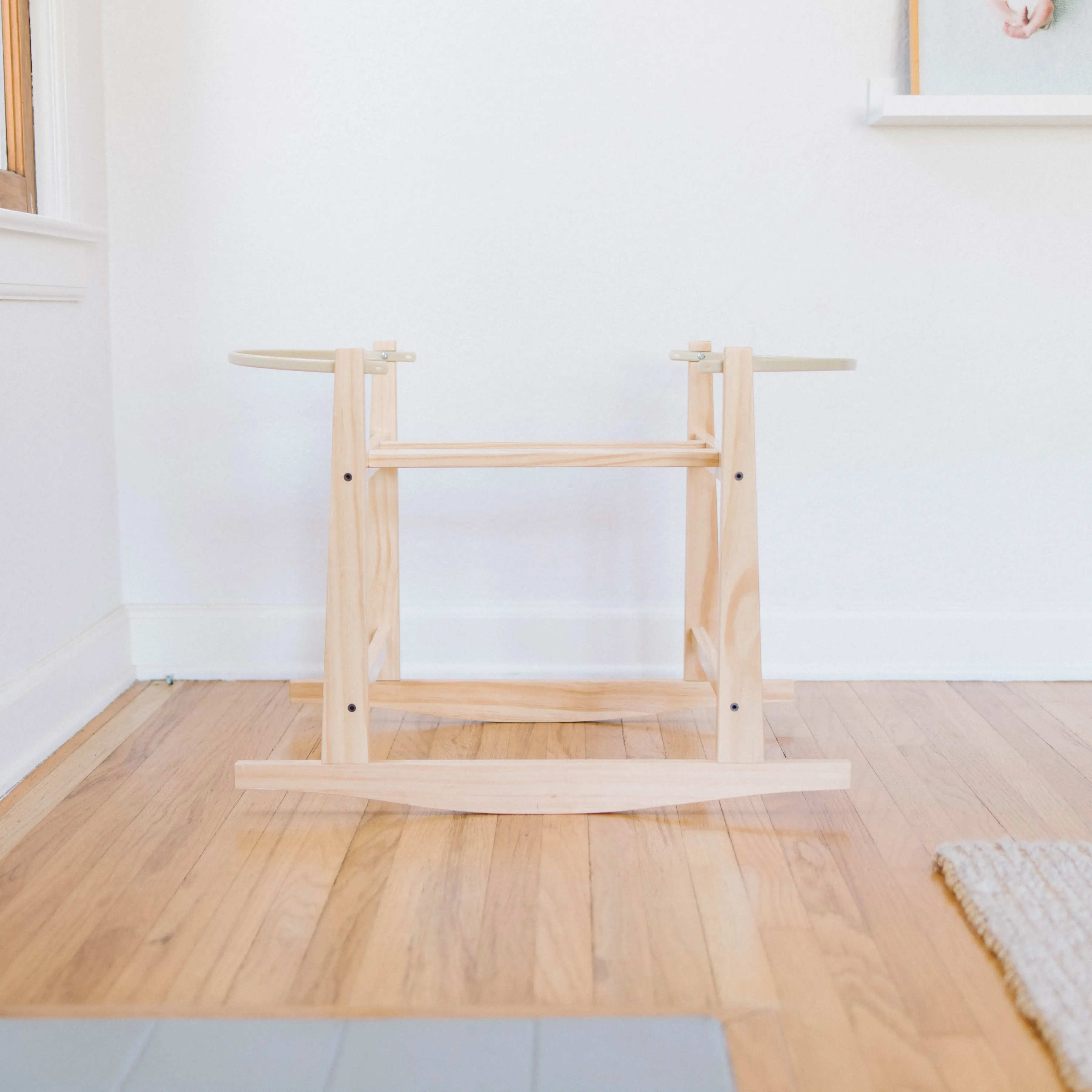 Modern Rocking Bassinet Stand- Natural Pine Modern Rocking Bassinet Stand- Natural Pine