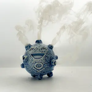 Koffing porcelain Incense Burner Handmade blue andwhite Porcelain Ceramic Aromatherapy Home decorationornaments Gift statue