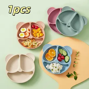 Kids' Meal Tray, Baby Divided Suction Plate, Play Food Tableware, Bpa Free Trays, Food-Grade Silicone, BPA-Free, Non-Slip, Microwave & Dishwasher Safe, LED Weaning Accessories