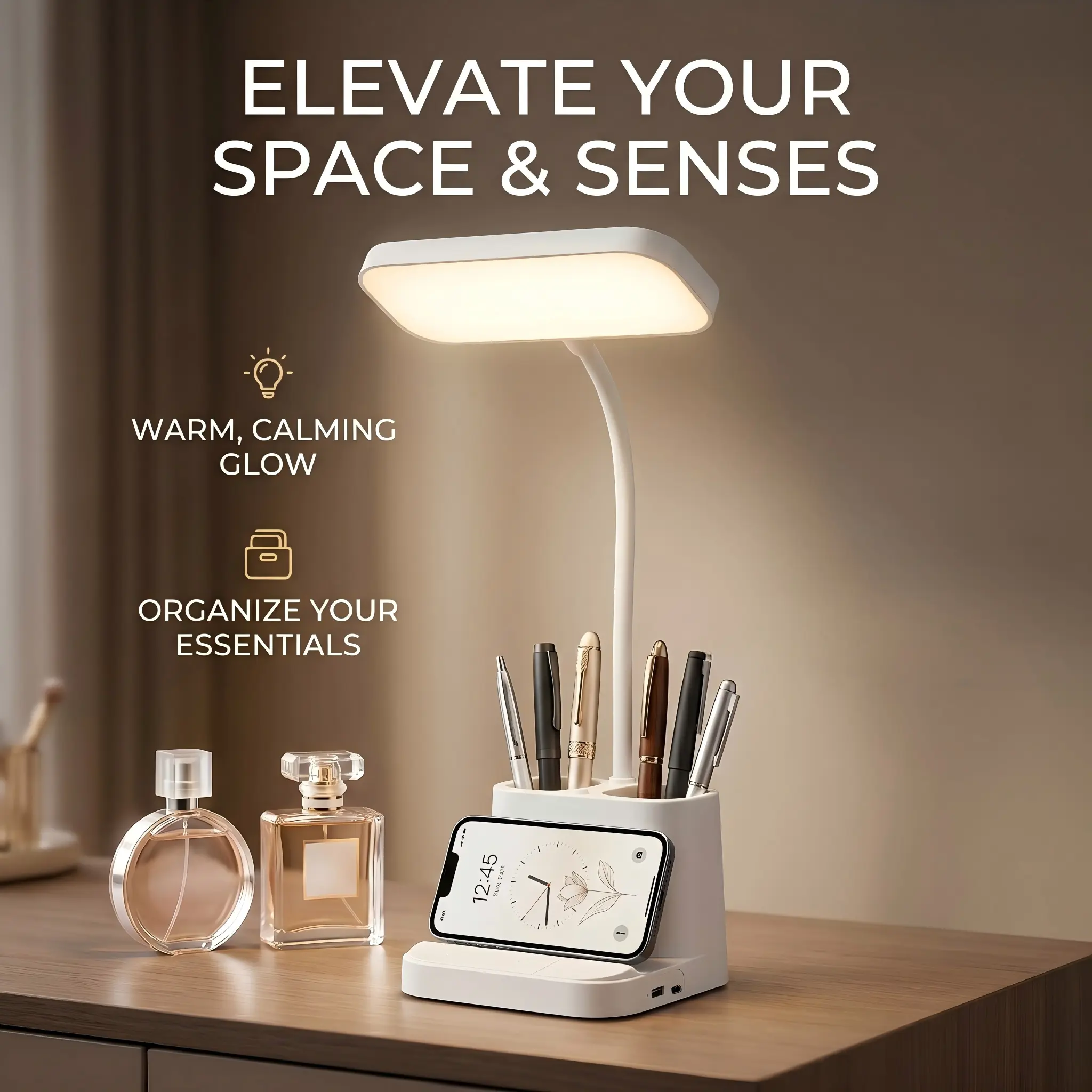 Multi-Functional Adjustable LED Desk Lamp - Cool, Warm, Natural Light Options - Built-In Batteries, Portable for Indoor Use Reading & Writing - Ideal Holiday Gift Customizable Lighting