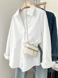 Creative Women's Shirt Blouse, Classic Button Front Office Top, Long Sleeve Fitted Business Shirt, Suitable for Formal & Casual Wear, Fashion Design
