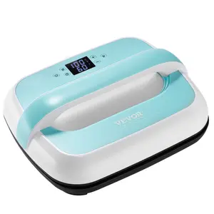 VEVOR Heat Press Machine, 12 x 10 inches Portable Heat Press, Dual-Tube Even Heating, Heat Transfer Machine with Precise Temp Control and Auto-Off, Sublimation Machine for T-shirts/Bags, Green+White