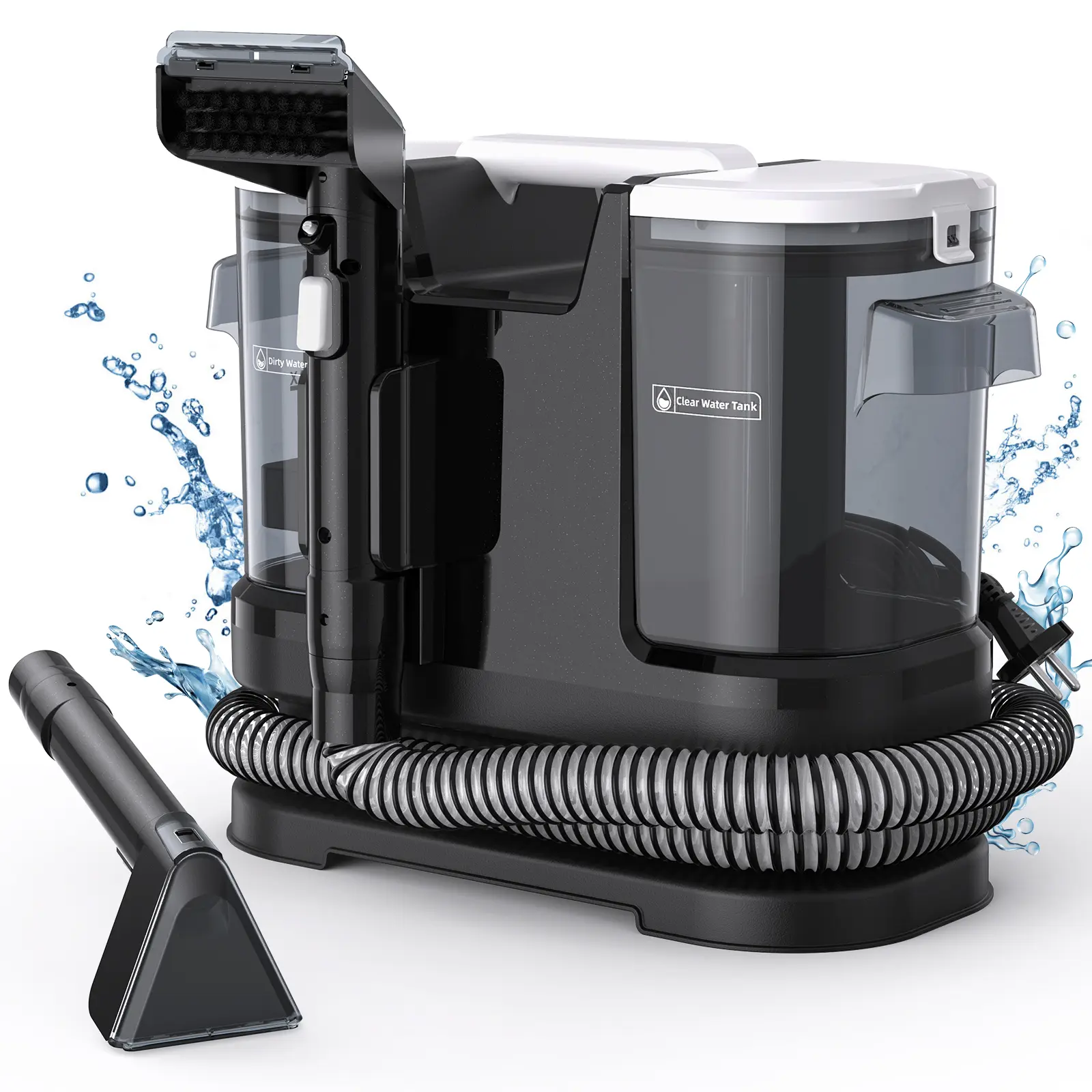 Portable Spot Cleaner Machine: 14KPa Powerful Suction for Carpet & Upholstery, 500W Pet Stain Remover with 1.8L Large Dual Tank & Self-Cleaning Hose Lightweight Handheld Vacuum