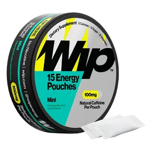 Wip Energy Pouches | 200mg Natural Caffeine | Vitamins and Minerals | Mint | 15 Pouches Per Can | 1 Can