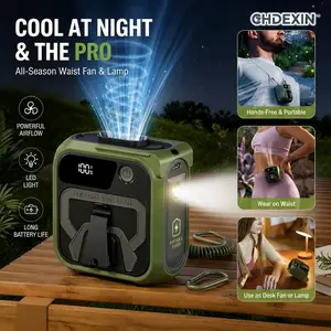 Portable Waist Clip Fan with LED Digital Display & Flashlight| USB Rechargeable Wearable Belt Fan| Hands-Free Personal Cooling for Outdoor Work, Camping