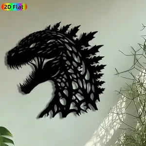 1pc Godzilla Head Metal Wall Art, Roaring Godzilla Statue Mural, Intricate Craftsmanship, Artistic Metalwork, Perfect for Housewarming, Fathers Day Decor, Perfect for Living Room Game Room Patio Wall Decor, Ideal Gift for Monster Movie Enthusiasts.