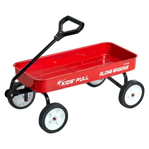 fathersdaygift VEVOR Pull-Along Wagon for Kids, 39 inch Toddler Wagons, Supports up to 176 lbs, All-Terrain Wagons with Handle, Utility Wagon Cart Birthday Present for Kids Gardening Beach Camping, Red