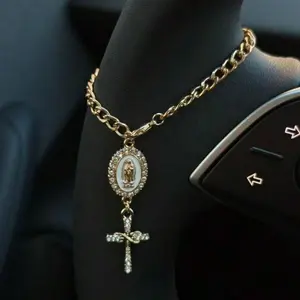 1pc Steering Wheel Decor, 15cm Adjustable Length, Minimalist, Cute, Creative Rosary Bead Car Pendant Accessory, Unique Fashion Car Hanging Decoration, Car Interior Decorative, Car Interior Decoration, Car Accessories