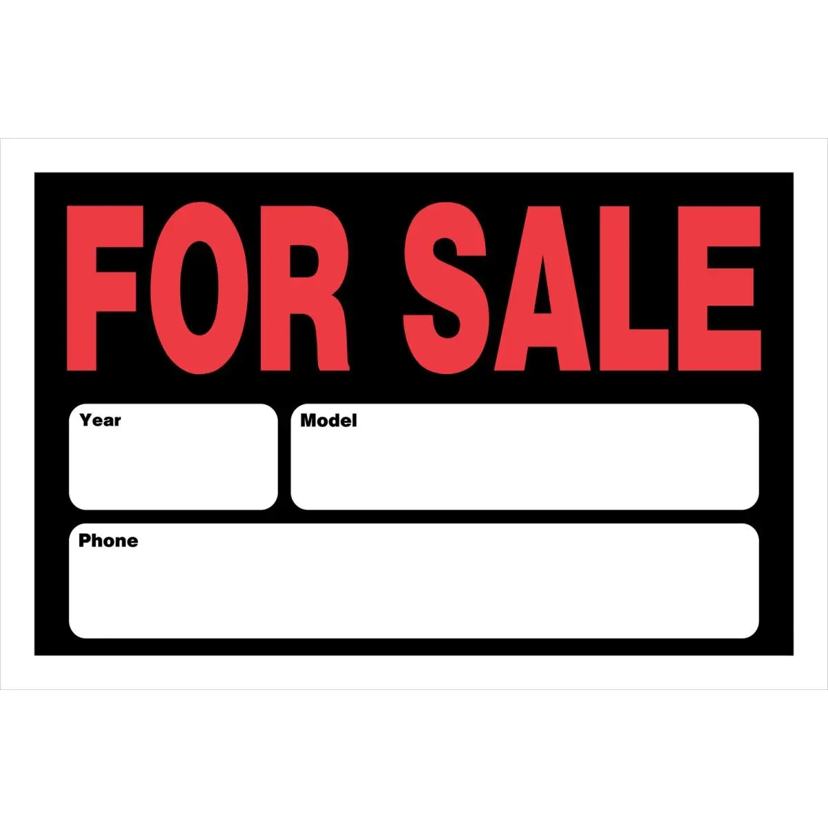 212 MAIN 8x12 in. Black Styrene Car Sales Sign - Visible Large Font, Customizable Stickers, for Auto Listing & Sale, Home Decor Plaque, Styrene Base