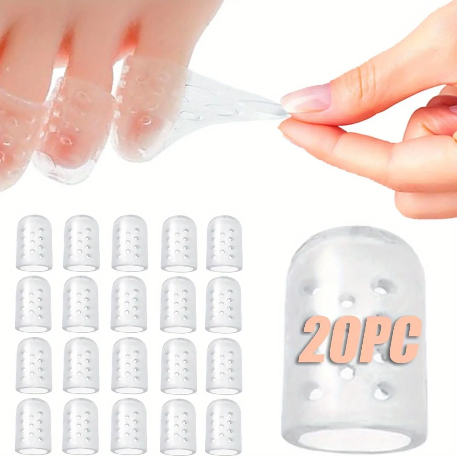 20 Pcs Silicone Anti Friction Toe Protector, Foot Gel Toe Protectors Breathable Little Toe Covers for Men and Women, Toe Sleeves for Corns, toe guard spacers cushion pad