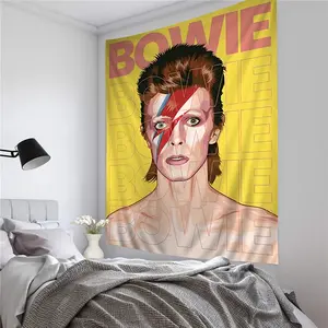 60in x 40in  home decor banner British Rock Singer D-David_B-Bowie Cartoon Tapestry Art Science Fiction Room Home Decor Wall Hanging Sheets funny hanging poster fan bedroom living room gift