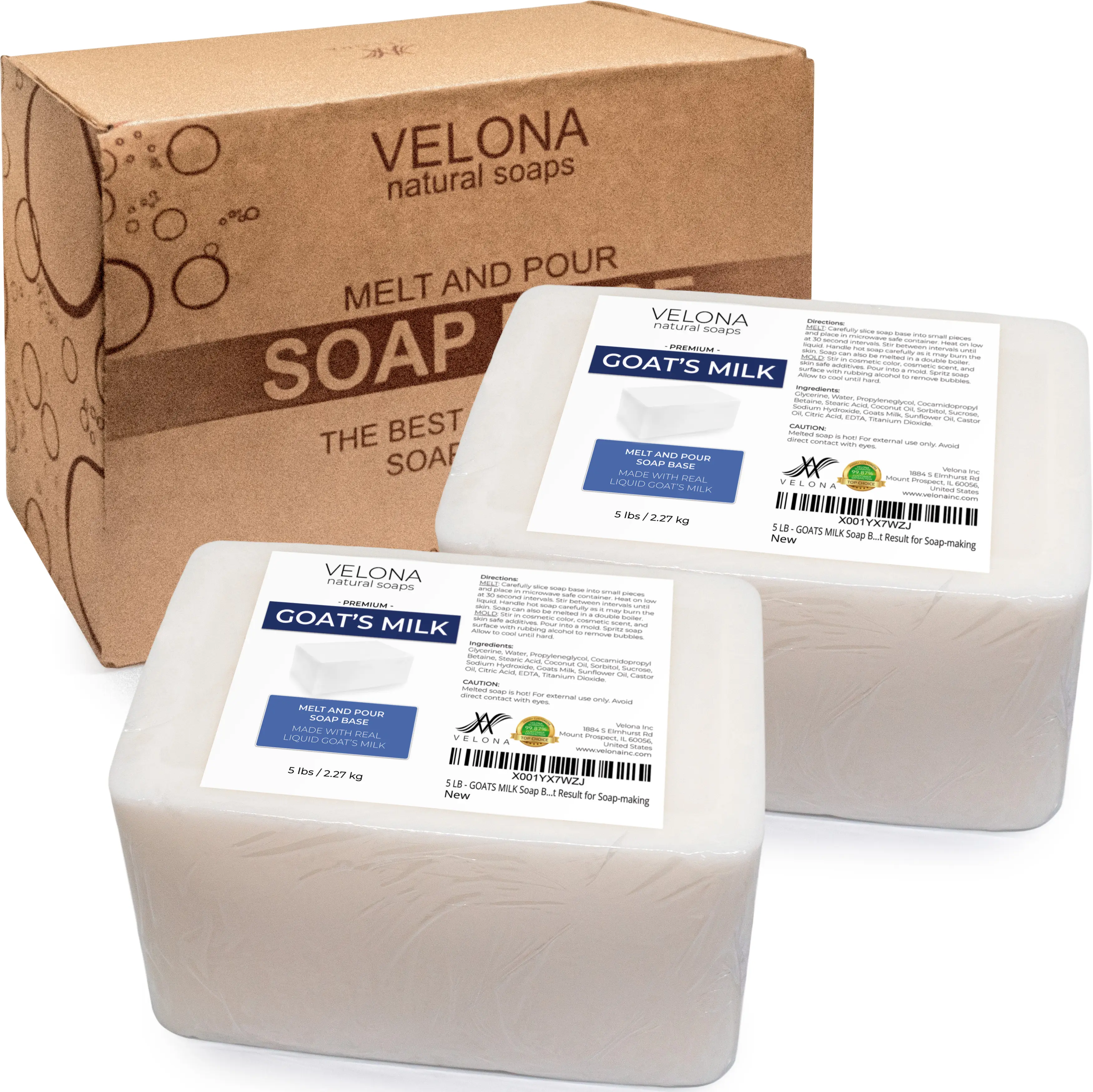 10 LB - Goats MILK Soap Base by Velona | SLS/SLES free | Melt and Pour | Natural Bars For The Best Result for Soap-making