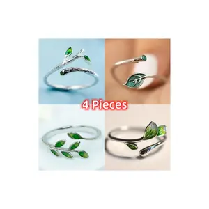 4 pieces of sparkling irregular branch texture women's rings, a jewelry ring for her as a Christmas and Valentine's Day commemorative gift