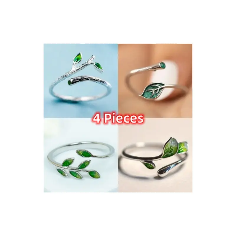4 pieces of sparkling irregular branch texture women's rings, a jewelry ring for her as a Christmas and Valentine's Day commemorative gift