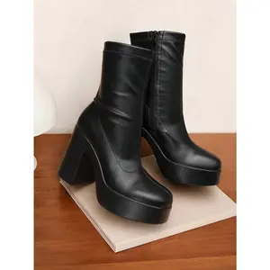 Women's Chunky Platform Ankle Boot High Block Heels Square Toe Lightweight Comfort Party Dress Booties Shoes For Women Women's Chunky Platform Ankle Boot High Block Heels Square Toe Lightweight Comfort Party Dress Bootie