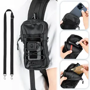JJC Multifunctional Backpack Pouch For Phone Gopro Compact Camera Powerbank Airtag Holder Utility Versatile Tactical Fabric Splash-Proof Crossbody Strap Carabiner Outdoor Travel Climbing POV Shooting EDC Pouch Hiking Bag Accessory Father's Day Gift