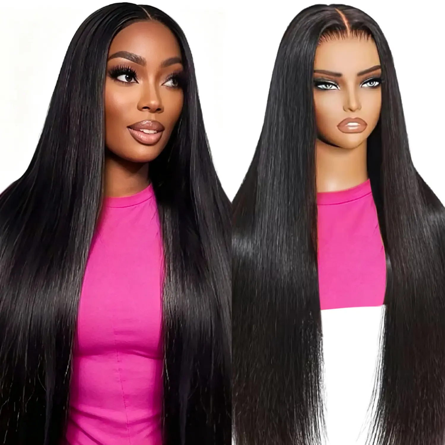 Drawstring 5x5 HD Lace Closure Wigs Human Hair 200 Density Long Straight Wigs Human Hair Glueless Wear and Go Lace Front Wig Pre Plucked Pre Cut Natural Black