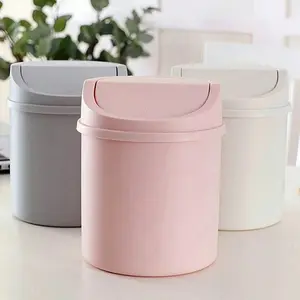 Mini Garbage Bin, Trash Storage Can, Covered Trash Can, Desktop Trash Can, Plastic Desktop Waste Paper Basket, To Prevent Odor Leakage, Storing Fruit Peel, Paper Scraps On Desk To Keep Tidy, For Office Desk Decor, Coffee Table, Office, Living Room, Study