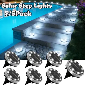 Solar Ground MIini Lights IP44 Waterproof Outdoor Disk Lights for Garden Pathway Yard Patio Lawn Walkway Bright LED Landscape Lighting Weather Resistant Solar Powered