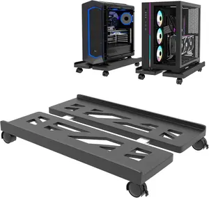 Mobile PC Computer Tower Holder, 1 Count Adjustable Mobile Computer CPC Holder, Telescopic Desktop Stand with Locking Caster Wheels PC Stan