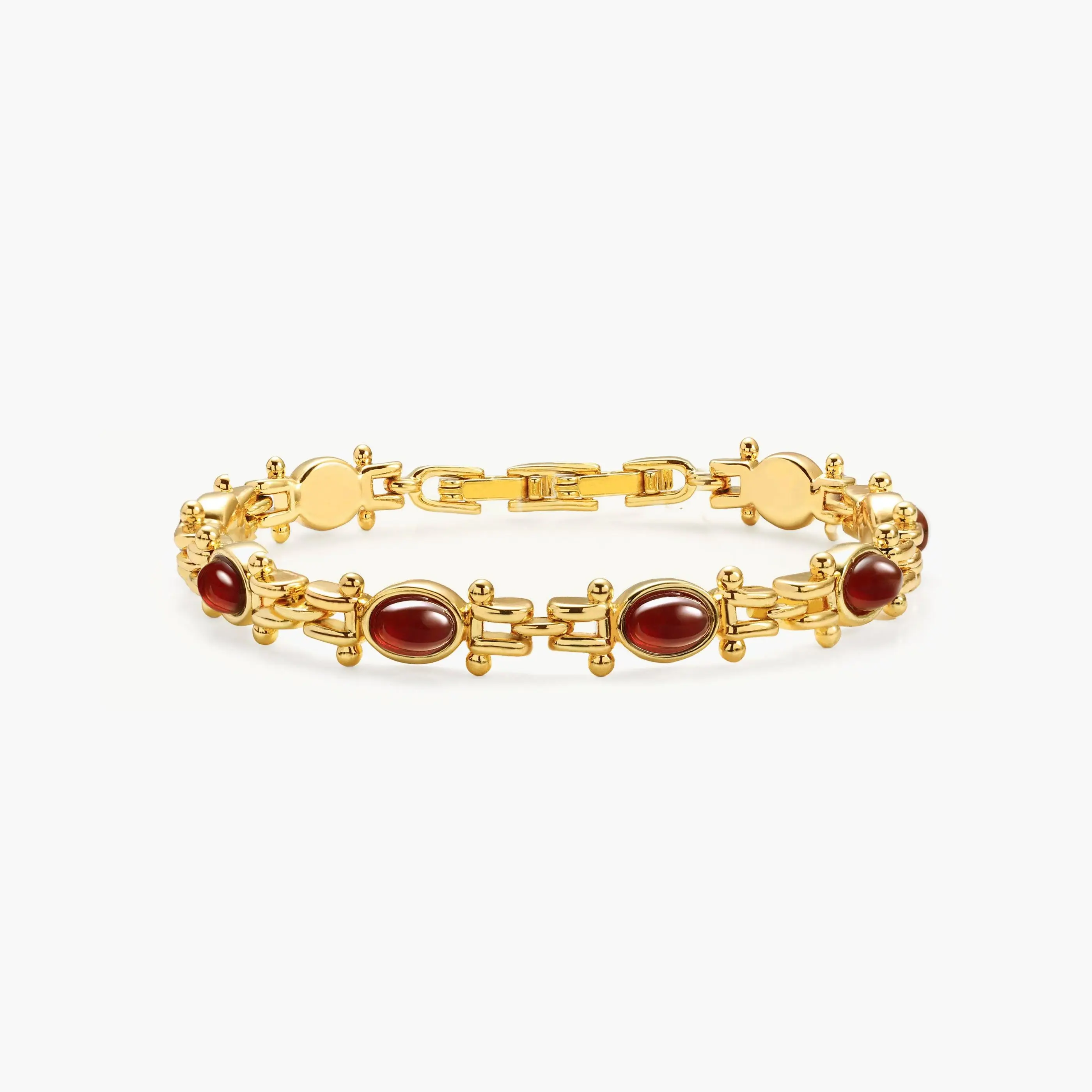 en route 18K Gold Plated Tess's Treasure Carnelian Bracelet, Vintage Gemstone-inspired Jewelry for Daily Elegance, Versatile Piece Essential Designed for Stacked Styling & Modern Outfits