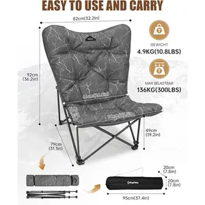 KingCamp Folding Comfy Butterfly Chair Oversized Padded Camping Chairs for Adults Comfortable Camp Chair 300lbs Heavy Duty with High Back for Outdoor Lawn Patio Bedroom Living Room Dorm