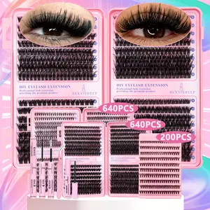 DIY Eyelash Extension Kit, Mixed Lashes 30 40 50D 60D 80D 100D, D Curl Individual Lashes, Includes Bond &Seal &Remove &Eyelash Tweezers 9-16mm, Individual Lash Extensions