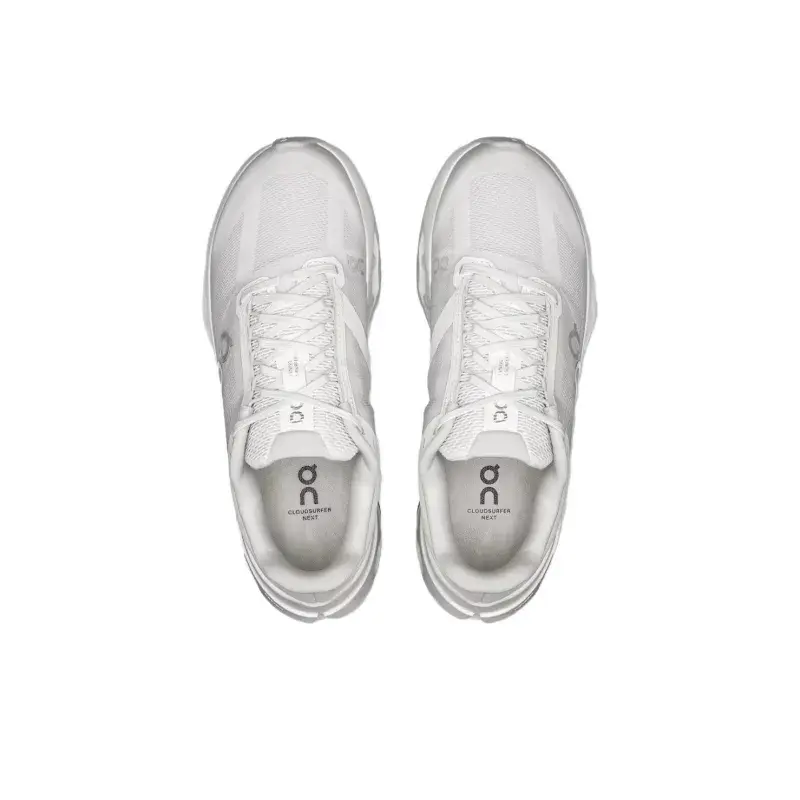 Stylish All‑White Athletic Running Shoes For Men & Women, Breathable Mesh Upper, High‑Elastic Hollow Shock‑Absorbing Thick Sole, Non‑Slip Outsole, Comfort Sport Sneakers For Racing, Training, Outdoor Sports & Everyday Outfits