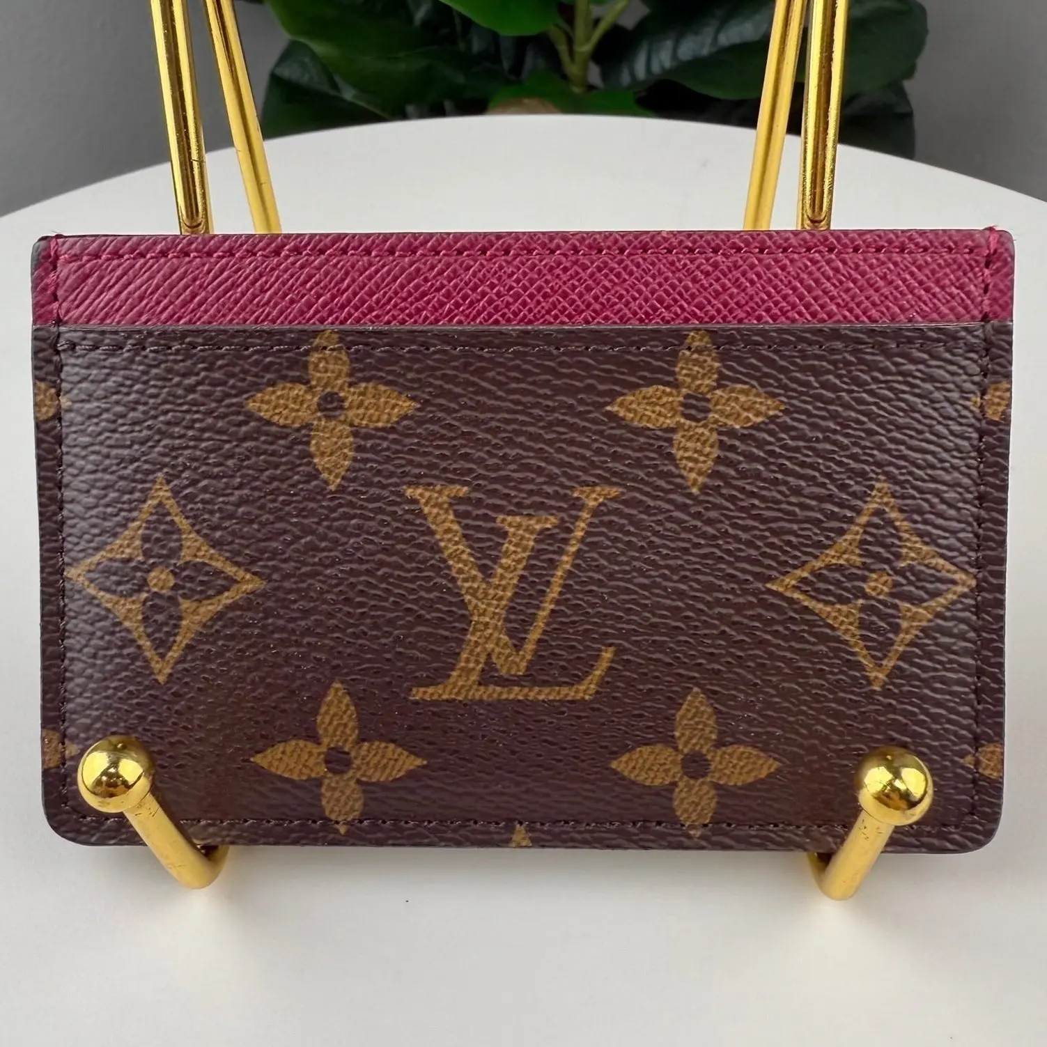 Pre-owned Louis Vuitton Monogram canvas Small leather goods Charming Everyday Authentic Fuchsia Pink Card Holder