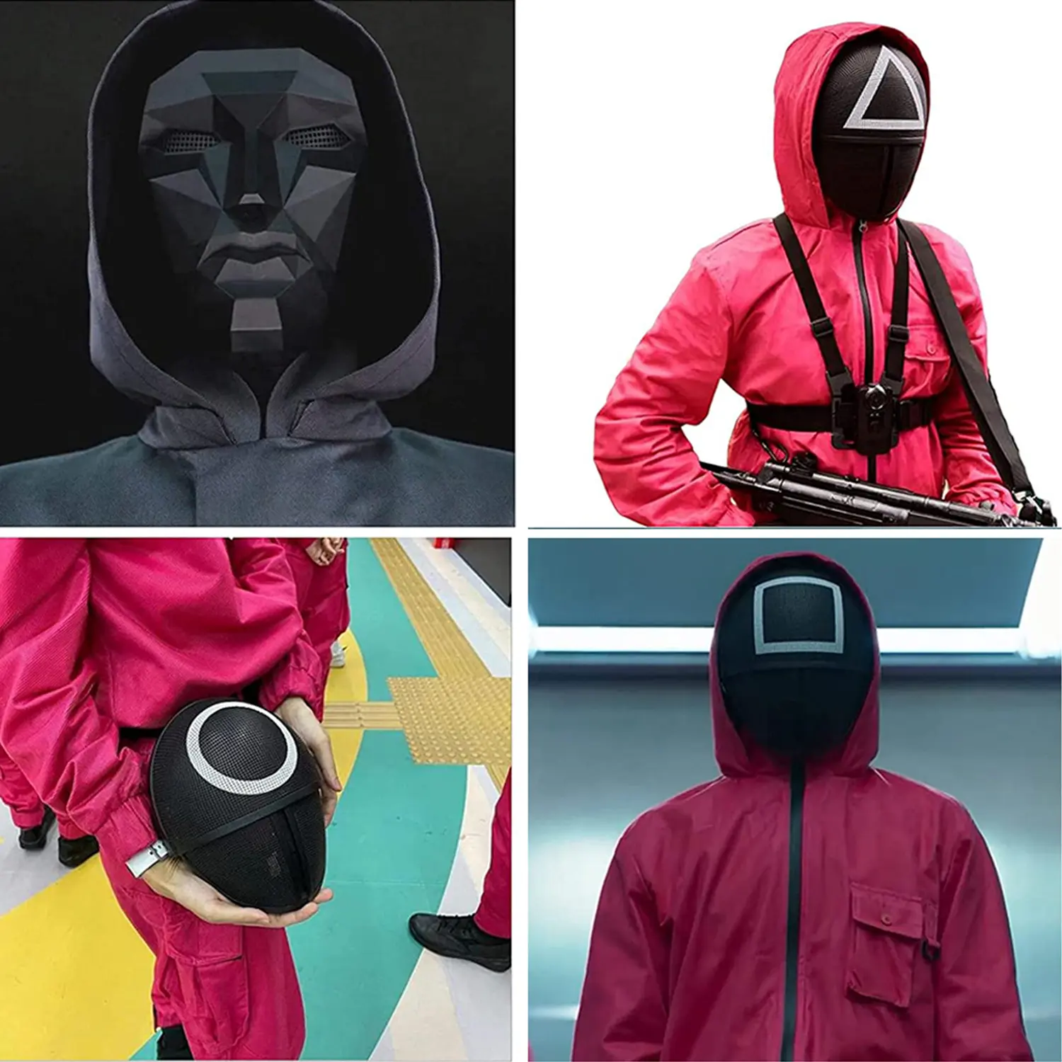 Squid Game Costume Mask for Men Cosplay Halloween Dress Up, Adult Character Face Cover