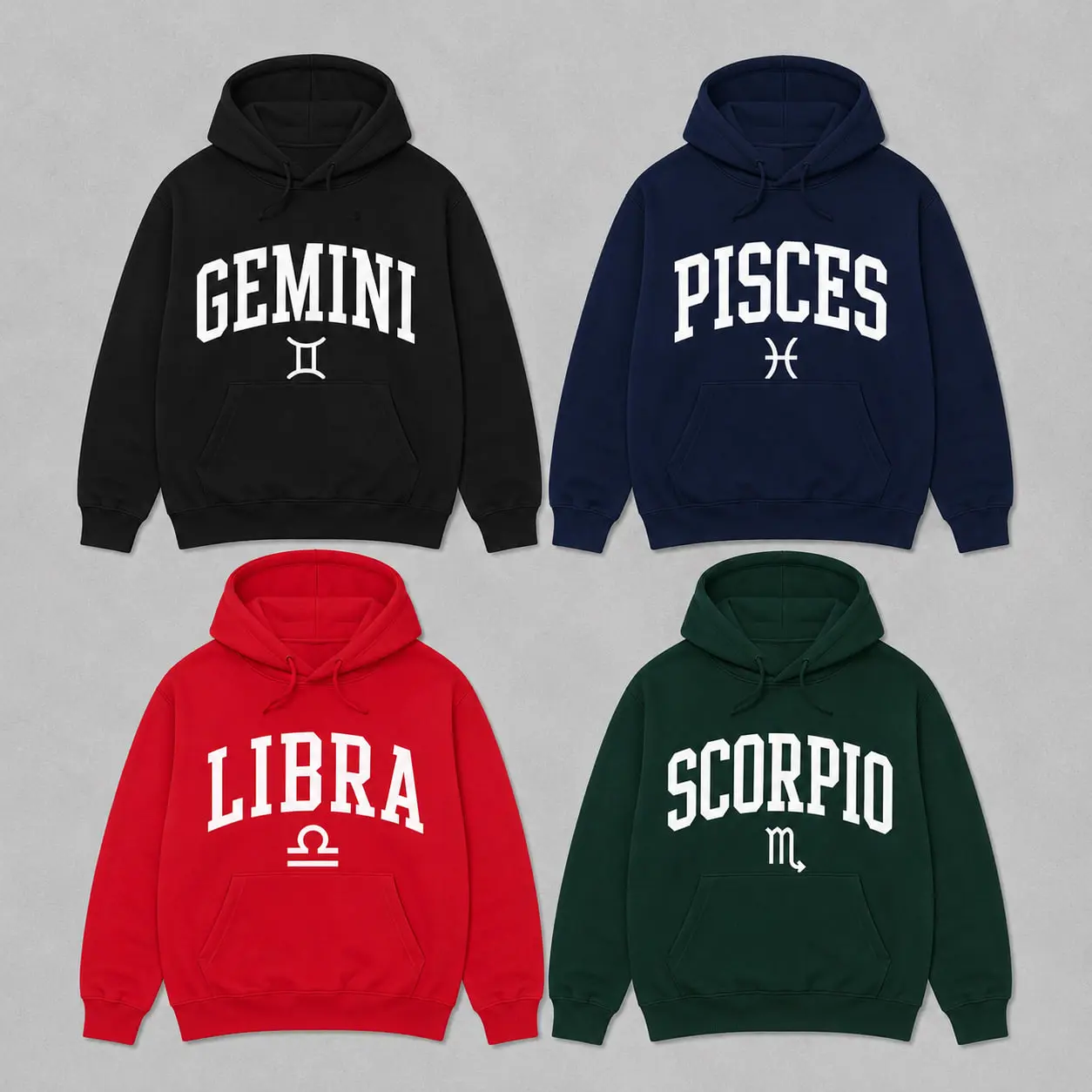 12 Zodiac Astrology Hoodie_ Clean Minimal Graphic Pullover_ Unisex Fleece Horoscope Hoodie For Men A