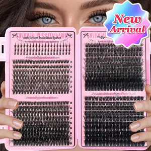 Lash Extension Fluffy Eyelash Extension Thick Lash Clusters, Volume Lash Clusters Wispy Individual Lashes D Curl Lash Extension 40D 60D 80D Mixed, 9-16mm, Thick Fluffy Natural Style, Reusable Individual False Lashes Daily, Cosplay & Festivals