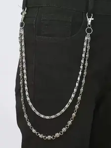 Harajuku Street Hip Hop Jeans Chain, Punk Style Dual Layer Waist Chain, Unisex Fashion Accessory, Trendy Denim Belt