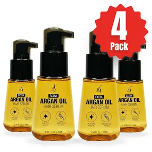 HerStyler Advanced Argan Oil Hair Serum - Hair Serum for Frizzy and Damaged Hair - With Vitamin E and Aloe Vera - 2.36 Fl Oz / 70 Ml each - Pack of 4