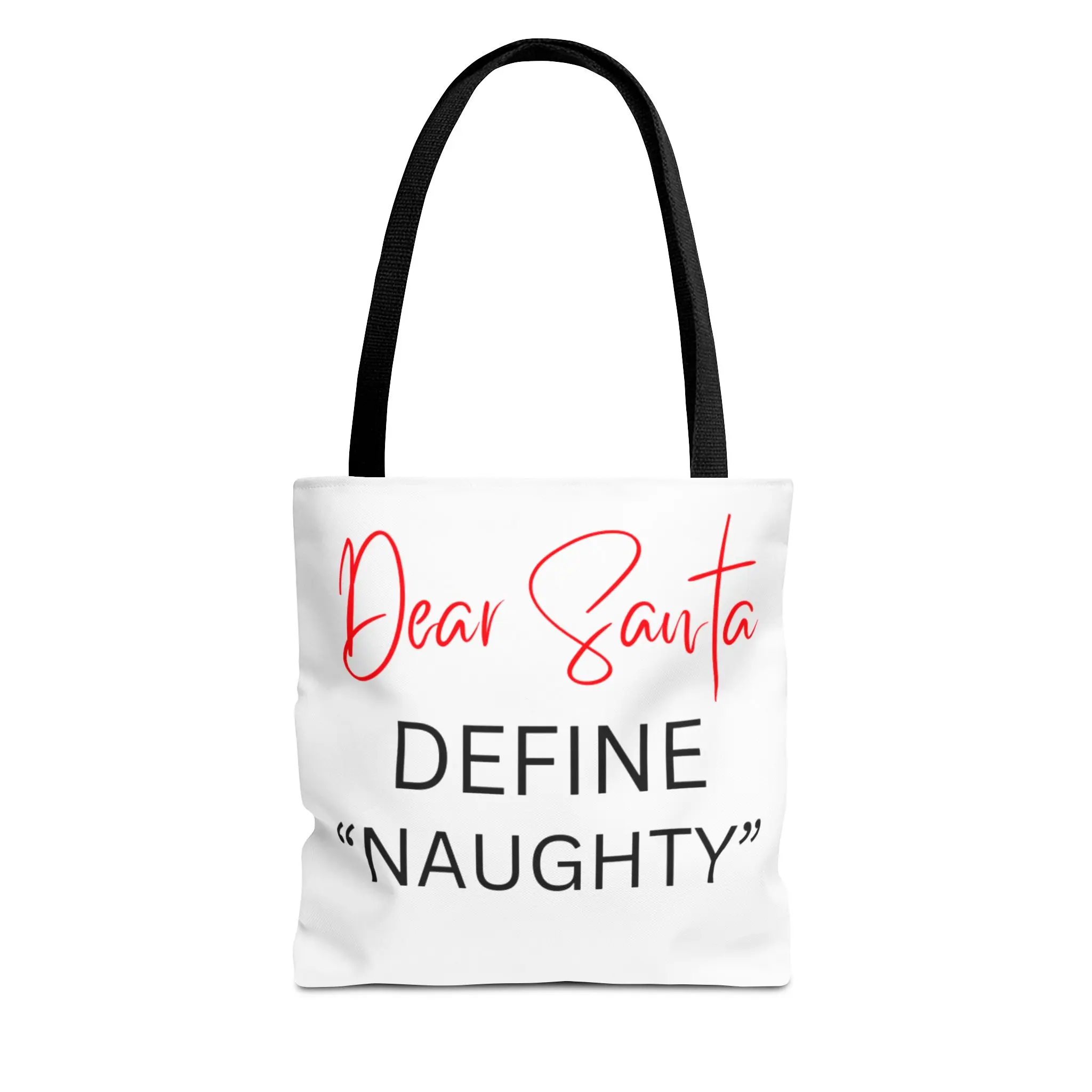 Funny Holiday Tote Bag, Santa Gift Bag, Christmas Shopper, Holiday Humor, Define Naughty Design