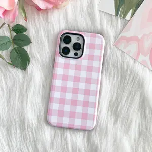 Pink Gingham Phone Case Preppy For Iphone 16 15 Plus 14 Pro Max 12 13 Mini 11 Pro Xs 7 8 Protective Cute Aesthetic Cottagecore Cover