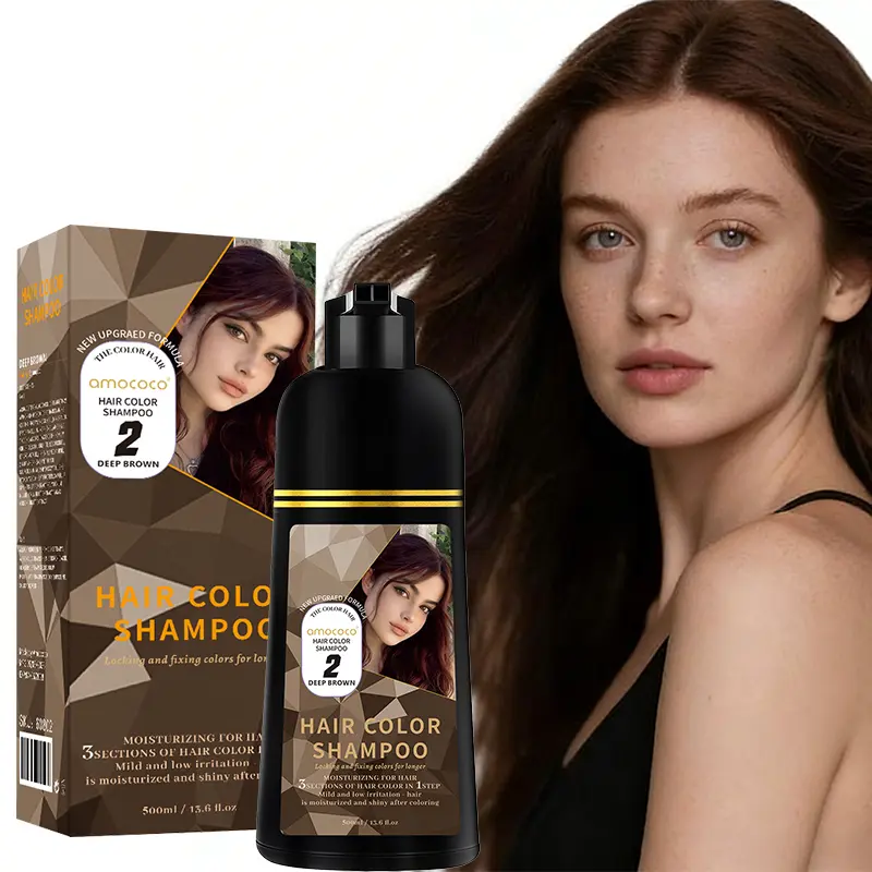 Hair Color Shampoo - Enriched with plant extracts for quick color deposit, gentle and non-irritating. Features a rich fruity fragrance blended with the scent of hair care oils, releasing a pleasant aroma while cleansing.