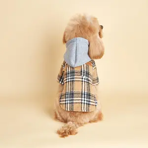 Plaid Pattern Pet Clothes, Cute Hooded Sweatshirt for Small Dogs, Soft & Comfortable Warm Pet Coat, Pet Clothes for Autumn & Winter