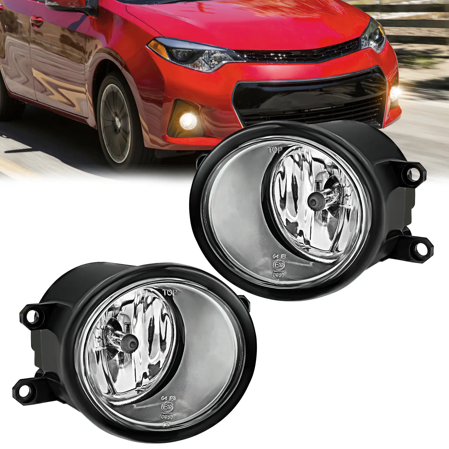 Nilight Weatherproof Warm Fog Light Pair Set - Car Accessories with H11 Bulbs, OEM Housing, Replacement for 2006-2013 Toyota Yaris, Camry, Corolla, Venza, Matrix, Prius, RAV4, Solara, Avalon, Highlander & Lexus LX570, RX350 (Red) Assembly