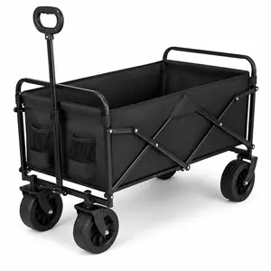 Collapsible Wagon Cart Foldable Utility Wagon with Wheels, Portable Grocery Cart for Camping, Shopping, Sports, Garden, Beach