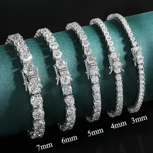 2/3/4/5/6/7MM Moissanite Tennis Bracelet Original S925 Sterling Silver Plated Iced Moissanite Bracelets for Women Man